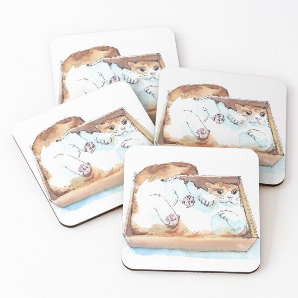 Item preview, If I Fits I Sits Cute Orange Cat Sleeping in a Box Watercolor designed and sold by Cjartgallery.