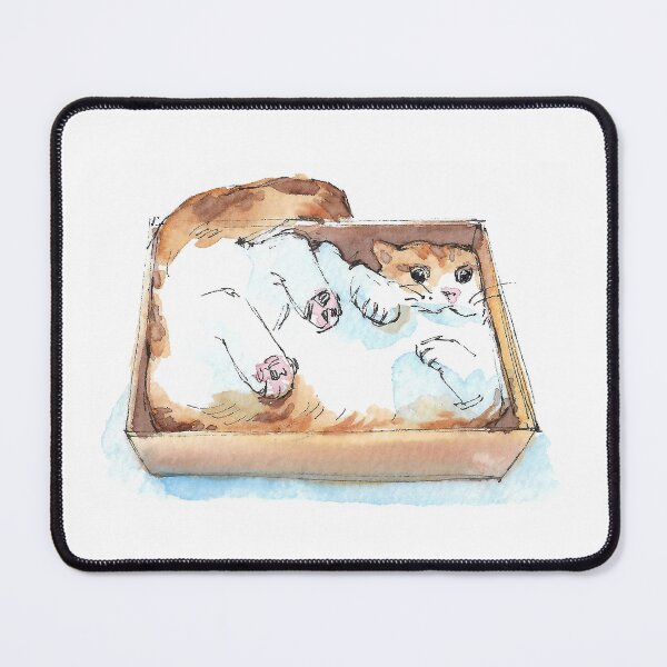Item preview, If I Fits I Sits Cute Orange Cat Sleeping in a Box Watercolor designed and sold by Cjartgallery.