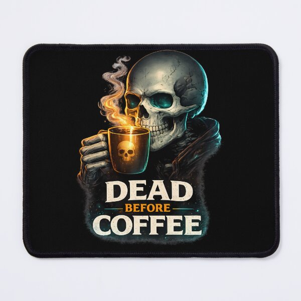 Item preview, Dead Before Coffee Teal Skull Graphic T-Shirt designed and sold by etuvibes.