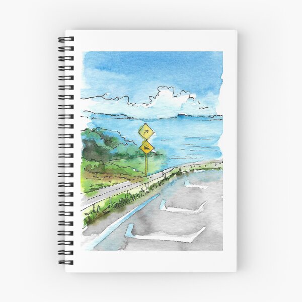 Item preview, Scenic Coastal Road Trip Watercolor Landscape Sketch designed and sold by Cjartgallery.