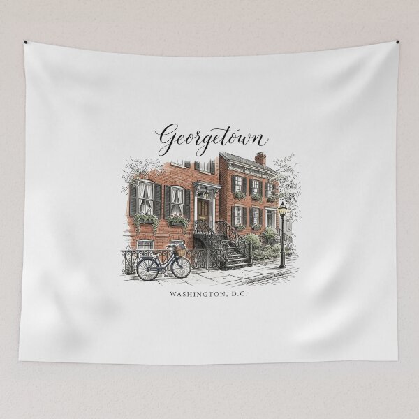 Item preview, Georgetown Washington DC Townhouse Bicycle Color Sketch designed and sold by Fenay Designs.