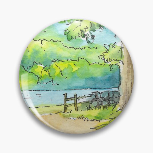 Item preview, Rustic Country Path to the Lake Watercolor Landscape Sketch designed and sold by Cjartgallery.