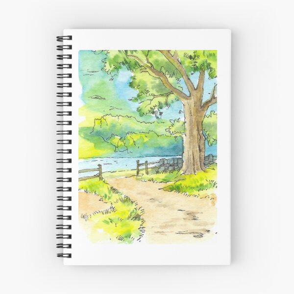 Item preview, Rustic Country Path to the Lake Watercolor Landscape Sketch designed and sold by Cjartgallery.