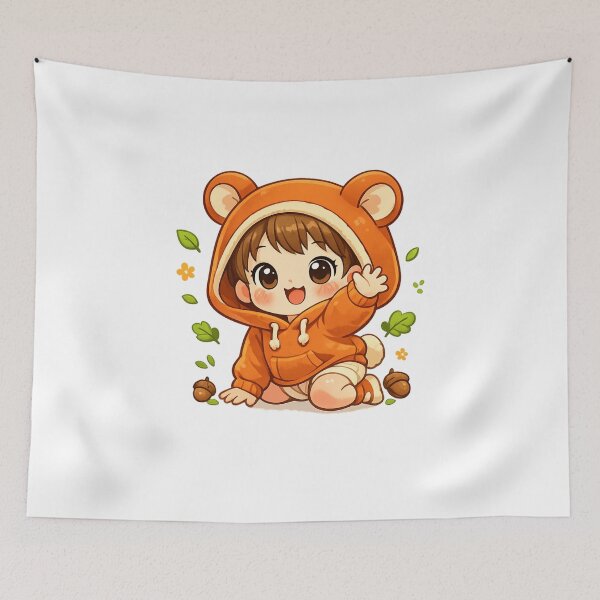 Item preview, Cute Child in Animal Hoodie - Kawaii Nature Illustration designed and sold by MKreative Studio.