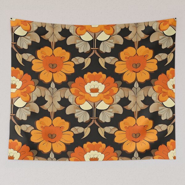 Item preview, Boho Retro 1960's Hippie Orange Flower Art Designs designed and sold by DEC02.