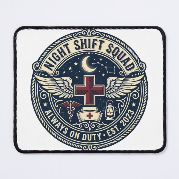 Item preview, Night Shift Squad Vintage Nurse Badge Retro Medical T-Shirt Design designed and sold by urbinet.