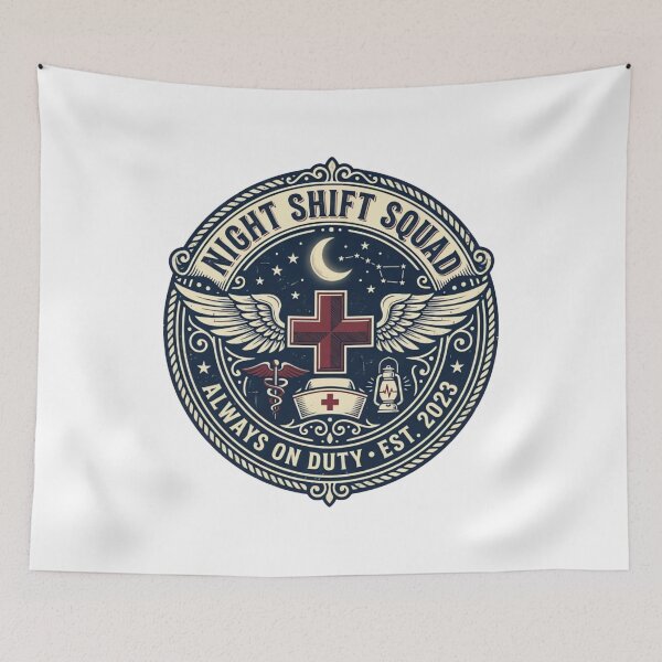 Item preview, Night Shift Squad Vintage Nurse Badge Retro Medical T-Shirt Design designed and sold by urbinet.