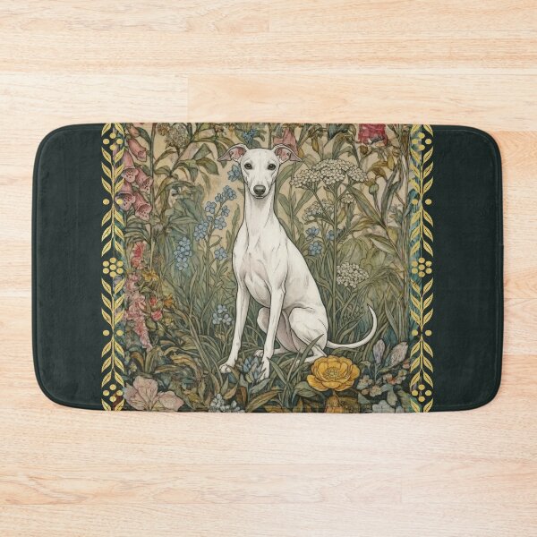Item preview, Sweet White Italian Greyhound in an Old English Garden designed and sold by AntiqueImages.