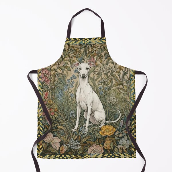 Item preview, Sweet White Italian Greyhound in an Old English Garden designed and sold by AntiqueImages.