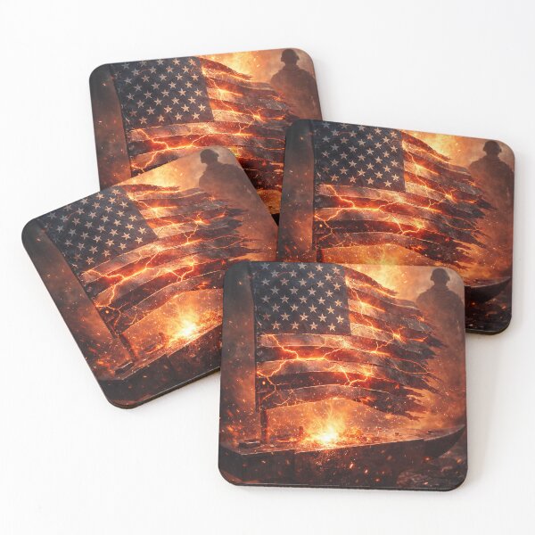 Item preview, Forged in Freedom – Dark Patriotic Wall Art | Industrial American Flag | July 4th Metal Fire Design designed and sold by Odd Little Things.