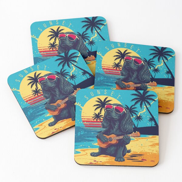 Item preview, Cocker Spaniel Sunset Beach Guitar Summer Dog Gift designed and sold by PrintsByDali.