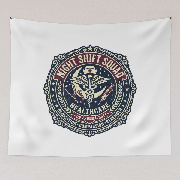 Item preview, Night Shift Squad Nurse Team Vintage Design Retro Medical Badge Art designed and sold by urbinet.