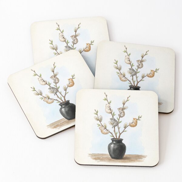 Item preview, Kittens Climbing Pussy Willow Branches designed and sold by Maria Dryfhout.