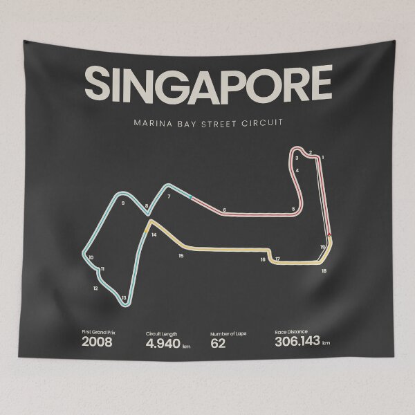 Item preview, Marina Bay Street Circuit | Singapore Grand Prix Motorsports Circuit Map designed and sold by aio.