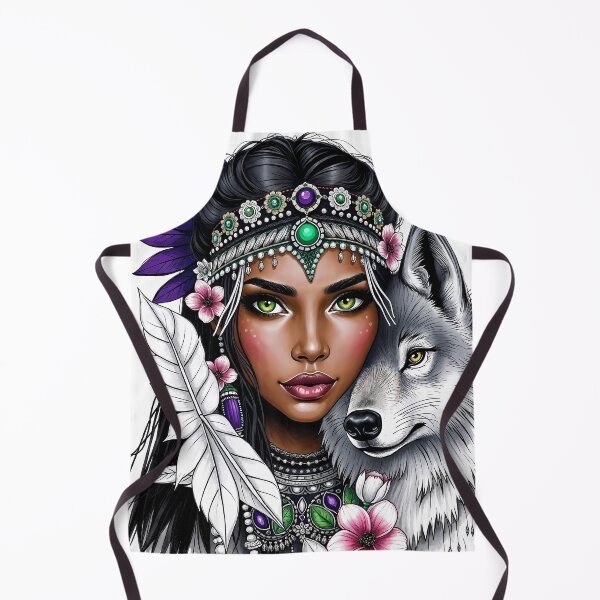 Item preview, Indigenous woman with wolf designed and sold by LioTou.
