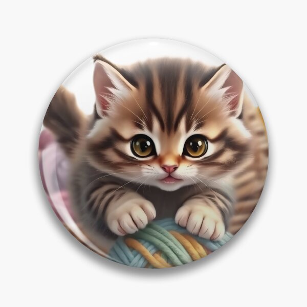 Item preview, Curious Tabby Kitten in Yarn Basket with Little Birds designed and sold by Serene Strokes Art.