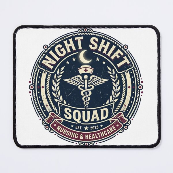 Item preview, Night Shift Squad Retro Nurse Badge Medical T-Shirt Design designed and sold by urbinet.