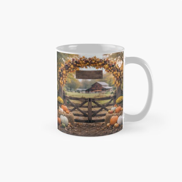 Item preview, Farm Gate with Autumn Pumpkins and Mums designed and sold by Maria Dryfhout.