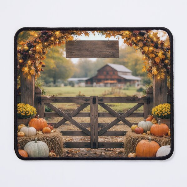 Item preview, Farm Gate with Autumn Pumpkins and Mums designed and sold by Maria Dryfhout.