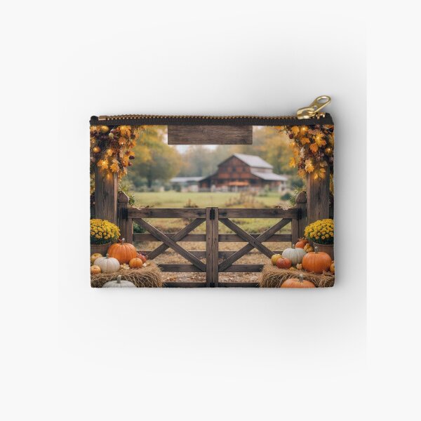 Item preview, Farm Gate with Autumn Pumpkins and Mums designed and sold by Maria Dryfhout.