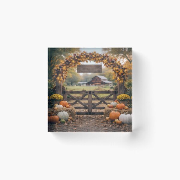 Item preview, Farm Gate with Autumn Pumpkins and Mums designed and sold by Maria Dryfhout.