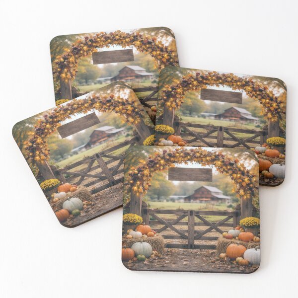 Item preview, Farm Gate with Autumn Pumpkins and Mums designed and sold by Maria Dryfhout.