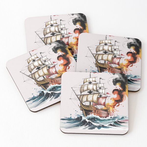 Item preview, Pirate Ship Storm Ocean Battle Fire designed and sold by universe-hold ⭐⭐⭐⭐⭐.