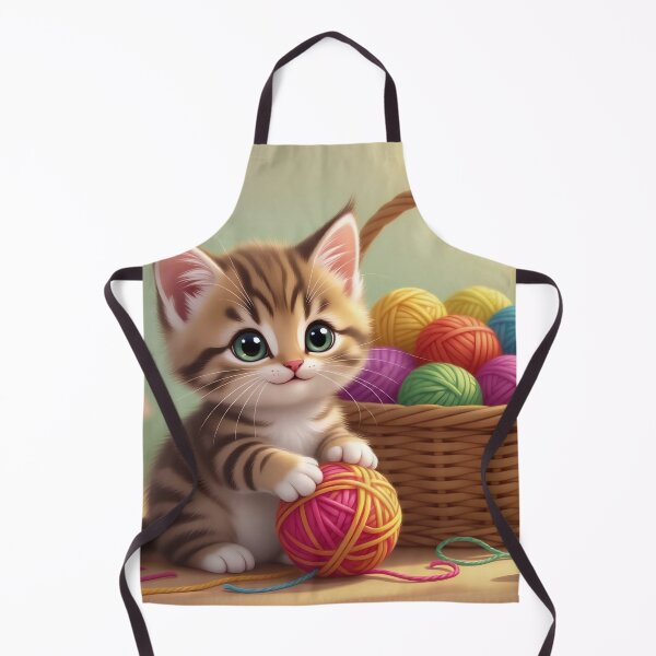 Item preview, Curious Tabby Kitten in Yarn Basket with Little Birds designed and sold by Serene Strokes Art.