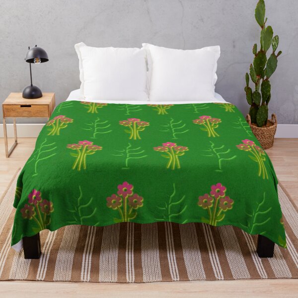 Item preview, Cheerful Pink Blossoms on Vibrant Green designed and sold by IntelliMindDesigns.