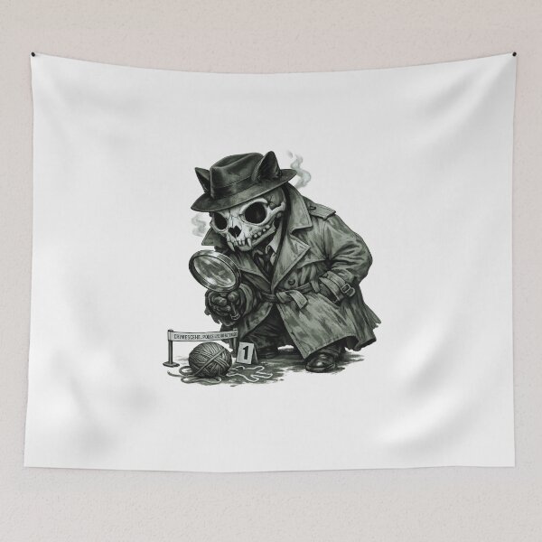 Item preview, Cat Skull Noir Detective designed and sold by LuveraxArt.