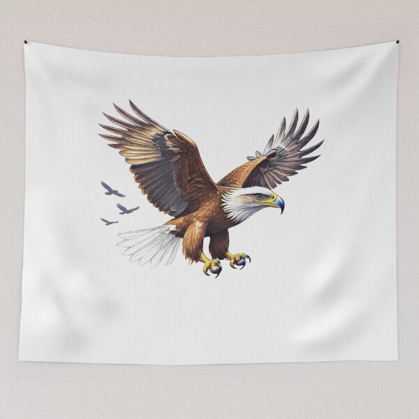 Item preview, Majestic Bald Eagle with Distant Silhouettes designed and sold by Joyfulfabric.