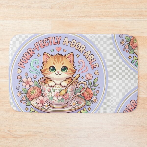 Item preview, Teacup Kitten | Kawaii Fluffy Kitten Paws Peek Floral Teacup Badge designed and sold by Israelfjds.