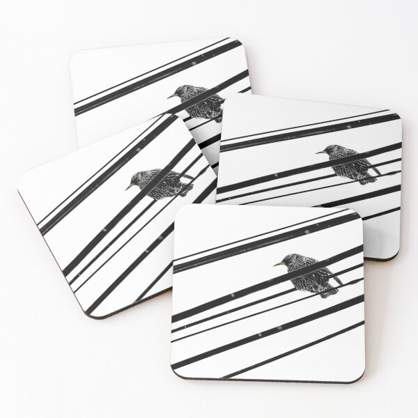 Item preview, Lone Bird Power Lines Minimalist Black White Photo Print designed and sold by madgfx.