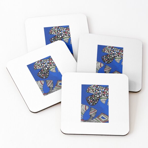 Item preview, Abstract Blue Figure in Patterned Space | Bold Surreal Line Art Illustration designed and sold by BillieCreative.