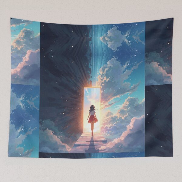 Item preview, Dream Portal Journey  Girl Walking Into Light Sky Fantasy Aesthetic Art designed and sold by Quite mind .