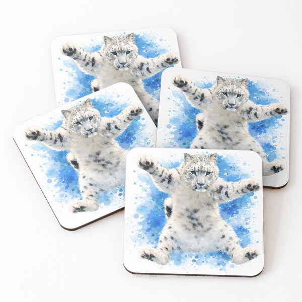 Item preview, Snow Leopard Cub Watercolor Splash Art designed and sold by shpolka.