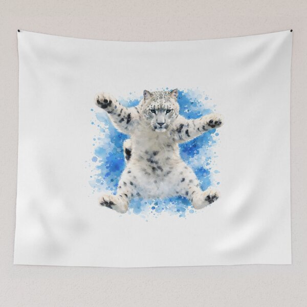 Item preview, Snow Leopard Cub Watercolor Splash Art designed and sold by shpolka.