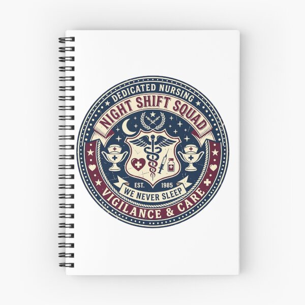 Item preview, Night Shift Squad Nurse Badge Vintage Medical “We Never Sleep” Design designed and sold by urbinet.