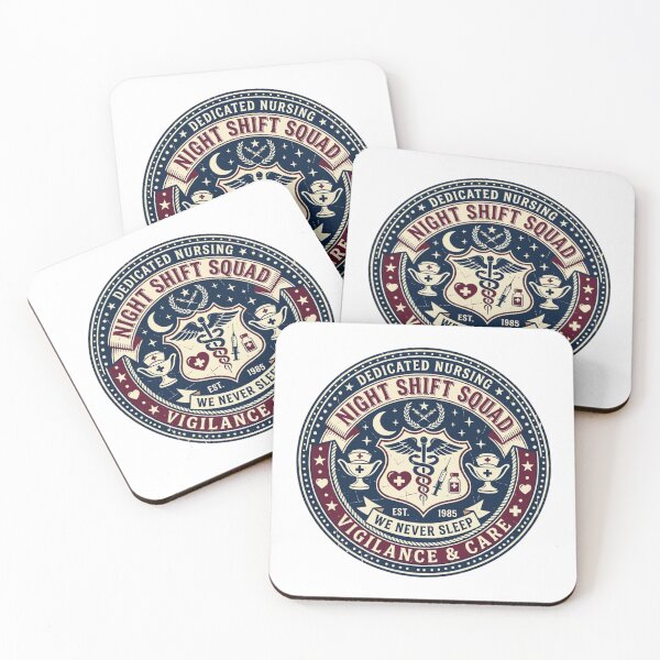 Item preview, Night Shift Squad Nurse Badge Vintage Medical “We Never Sleep” Design designed and sold by urbinet.