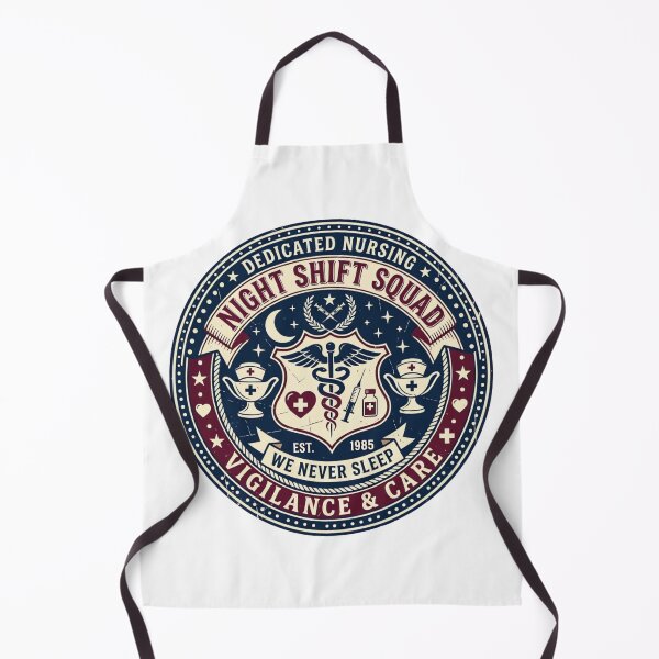 Item preview, Night Shift Squad Nurse Badge Vintage Medical “We Never Sleep” Design designed and sold by urbinet.