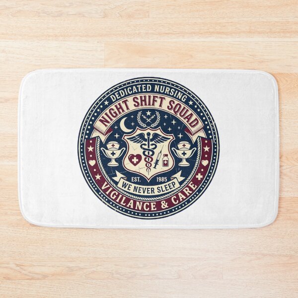 Item preview, Night Shift Squad Nurse Badge Vintage Medical “We Never Sleep” Design designed and sold by urbinet.