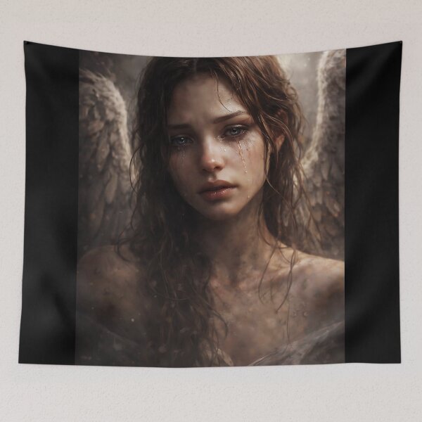 Item preview, Crying Angel – Dark Fantasy Sad Girl Aesthetic Art Print designed and sold by thor81pl.