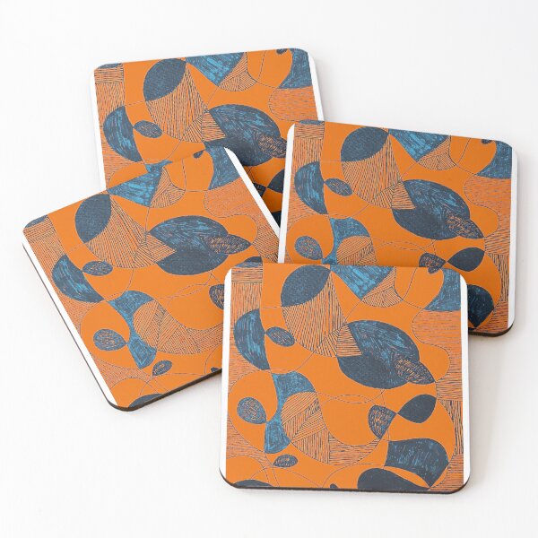 Item preview, Abstract Orange & Blue Organic Pattern | Bold Modern Textured Line Art designed and sold by BillieCreative.