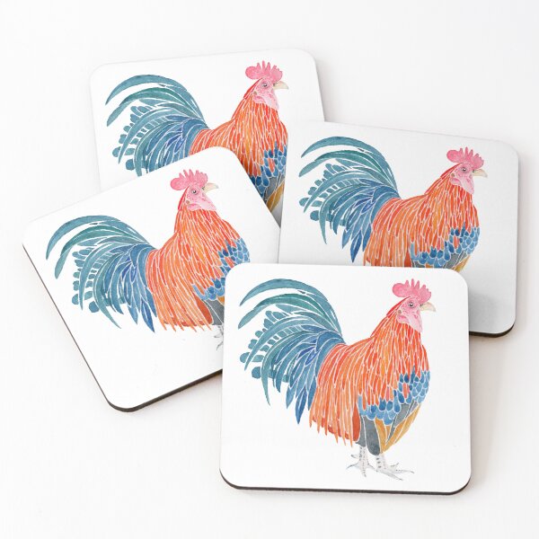 Item preview, Colorful Rooster Watercolor Painting  designed and sold by Sonoran Glimmer.