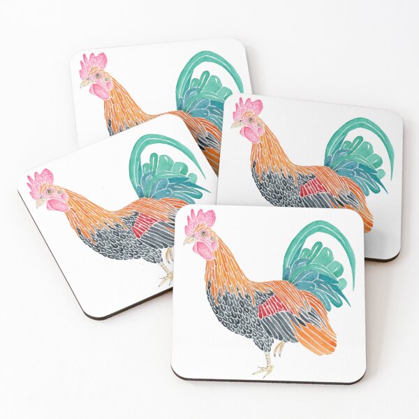 Item preview, Colorful Rooster Watercolor Painting designed and sold by Sonoran Glimmer.