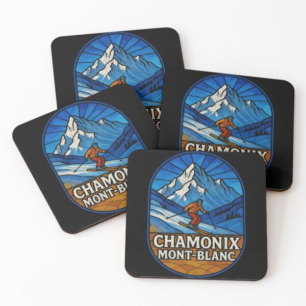 Item preview, Chamonix Mont Blanc France Stained Glass Travel designed and sold by TomFrontierArt.