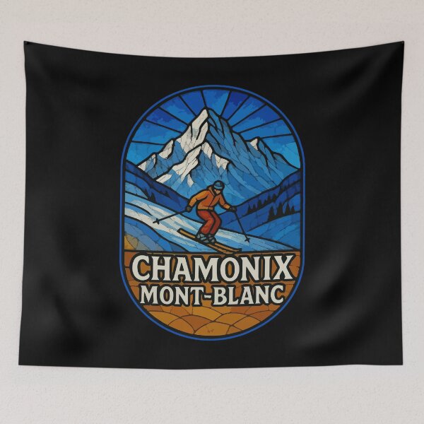 Item preview, Chamonix Mont Blanc France Stained Glass Travel designed and sold by TomFrontierArt.