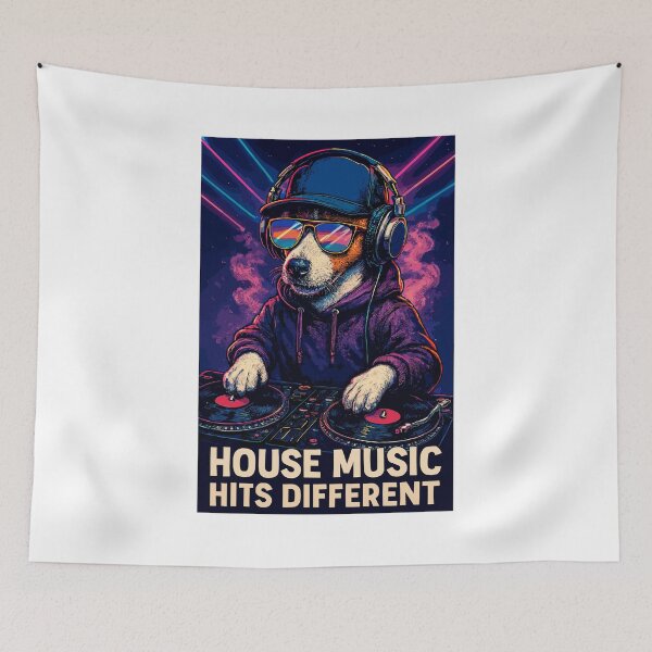 Item preview, House Music Hits Different DJ Jack Russell Style designed and sold by Pineapple-Tree.