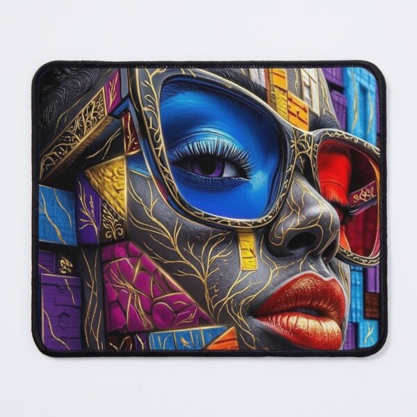 Item preview, Vibrant Mosaic Queen: Cyberpunk Gold & Color Art designed and sold by Remix Vision.
