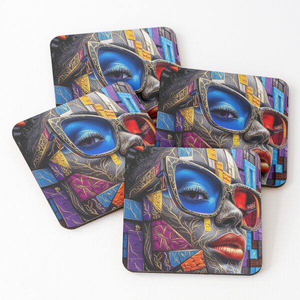 Item preview, Vibrant Mosaic Queen: Cyberpunk Gold & Color Art designed and sold by Remix Vision.